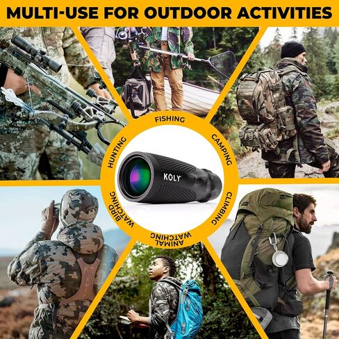 Koly BAK-4 Prism 10X25 Monocular Telescope, Compact Weather Resistant Scope with Snake Skin Grip, Designed for Bird Watching, Hiking, Hunting, Archery, and More, 10X Magnification, Black in Saudi Arabia