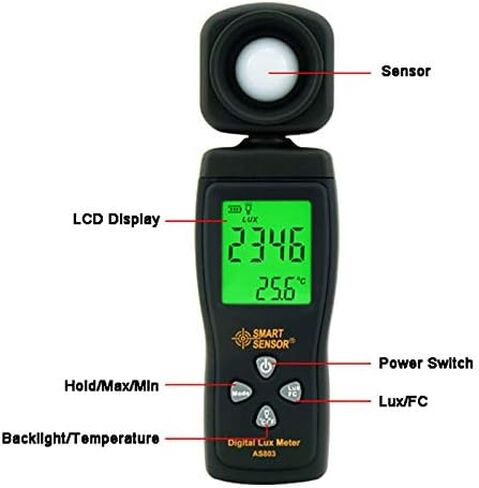 Lux Light Meter for Photography Grow Plants Led Photometer Lighting Intensity Brightness Measurement Pocket Digital Photo Illuminance Sensor in Saudi Arabia