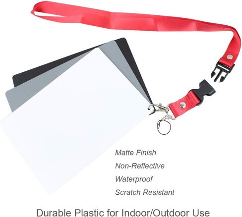 Foto&Tech 3 in 1 100% Waterproof Premium Reference White Balance Card- 3 Card Digital Color Correction Tool / 18 Percent Digital Gray Card with Carry Lanyard + with Foto&Tech Velvet Bag (1 Set) in Saudi Arabia