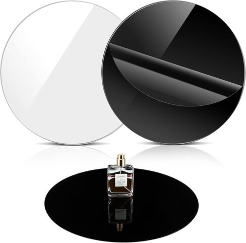 2 Pieces 12 Inch Reflective Display Table Riser Professional Product Photography Black and White Background Product Display for Product Table Top Photography Shooting in Saudi Arabia