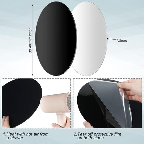 2 Pieces 12 Inch Reflective Display Table Riser Professional Product Photography Black and White Background Product Display for Product Table Top Photography Shooting in Saudi Arabia