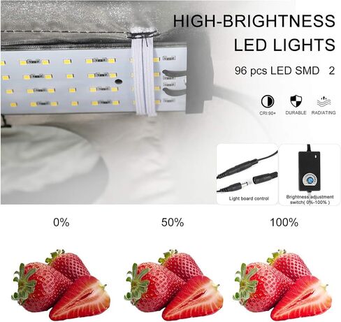 صندوق إضاءة استوديو الصور مقاس 16 × 16 بوصة مع مصابيح LED | خيام تصوير خلفية محمولة مع 4 خلفيات (أسود، أبيض، أزرق، أخضر) in Kuwait