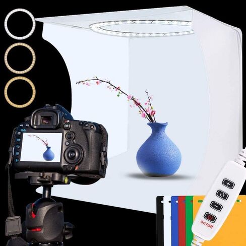 Mini Photo Studio Light Box,Portable Folding Photography Light Tent kit with 40pcs LED Light + 6 Kinds Color Backgrounds for Small Size Products in Saudi Arabia