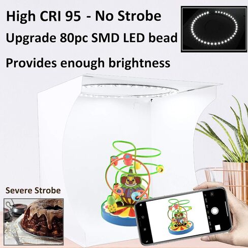 Mini Photo Studio Light Box,Portable Folding Photography Light Tent kit with 40pcs LED Light + 6 Kinds Color Backgrounds for Small Size Products in Saudi Arabia
