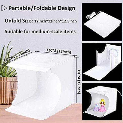 Mini Photo Studio Light Box,Portable Folding Photography Light Tent kit with 40pcs LED Light + 6 Kinds Color Backgrounds for Small Size Products in Saudi Arabia