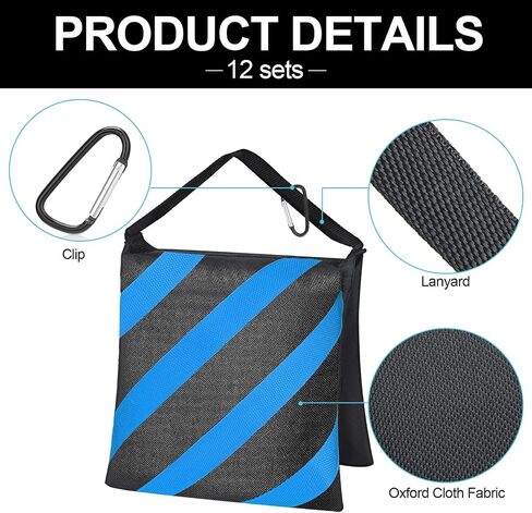 Jerify 12 Packs Photography Weight Bags Photo Studio Filled Weight Bag Empty Heavy Sandbag Set for Photography Tripod Stand Light Stand Sports Outdoor Photo Video Studio Boom Brackets (Blue) in Kuwait