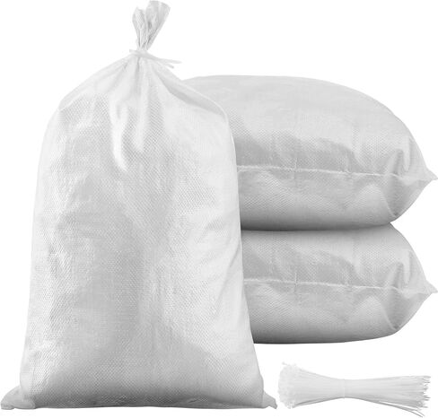 100 Pieces Empty Sandbag Heavy Duty Flooding Outdoor Woven Polypropylene Sand Bags with Solid Ties for UV Protection Emergency Situation Roadblock Building Construction, 26 x 14 Inches in Saudi Arabia