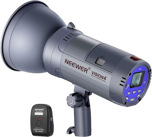 Neewer Vision 4 300W Outdoor Studio Flash Strobe Li-ion Battery Powered Cordless Monolight with 2.4G Wireless Trigger, 1000 Full Power Flashes, Recycle in 0.4-2.5 Sec, Bowens Mount in Kuwait