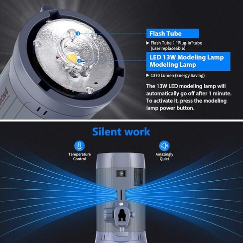 Neewer Vision 4 300W Outdoor Studio Flash Strobe Li-ion Battery Powered Cordless Monolight with 2.4G Wireless Trigger, 1000 Full Power Flashes, Recycle in 0.4-2.5 Sec, Bowens Mount in Kuwait