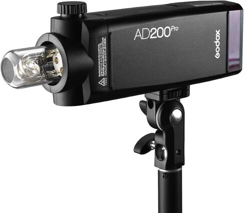 غودوكس فلاش فلاش AD200 برو AD200Pro 200Ws 2.4G، 1/8000 HSS، 500 فلاش كامل الطاقة، 0.01-1.8 ثانية، بطارية 2900mAh، لمبة عارية/سبيدلايت فريسنل رأس فلاش احادي in Kuwait
