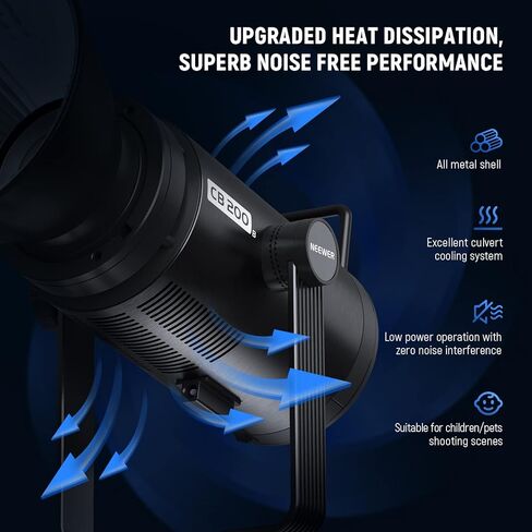 نيوير مصباح فيديو LED CB200B 210 واط مع جهاز تحكم عن بعد 2.4 جيجا/تطبيق، مصباح معدني بالكامل ثنائي اللون سي او بي مستمر مع حامل بوينز 90000 لوكس/1 متر 2700-6500 كلفن CRI/TLCI97+ 12 تاثير لتسجيل in Kuwait