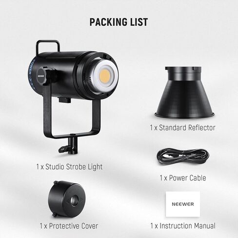 نيوير مصباح فيديو LED CB200B 210 واط مع جهاز تحكم عن بعد 2.4 جيجا/تطبيق، مصباح معدني بالكامل ثنائي اللون سي او بي مستمر مع حامل بوينز 90000 لوكس/1 متر 2700-6500 كلفن CRI/TLCI97+ 12 تاثير لتسجيل in Kuwait