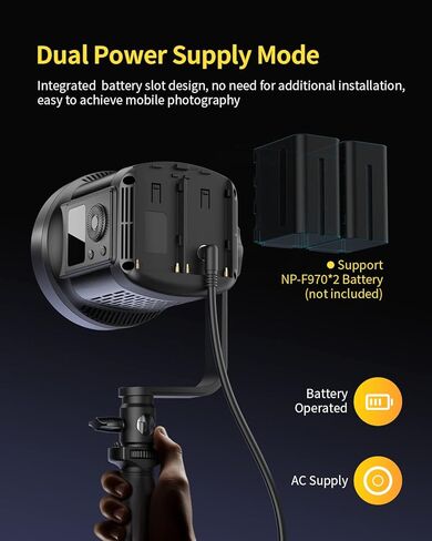 رالينو مصباح فيديو LED 80 واط، مع مروحة تبريد فعالة، اضاءة مستمرة 5600 كلفن سي ار اي 95+ سطوع قابل للتعديل، حامل بوينز لتسجيل الفيديو والتصوير في الهواء الطلق ومقابلات يوتيوب in Kuwait