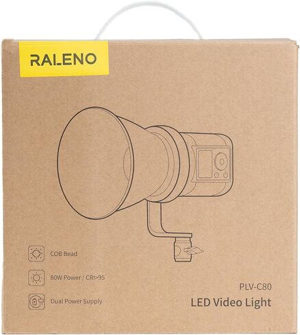 رالينو مصباح فيديو LED 80 واط، مع مروحة تبريد فعالة، اضاءة مستمرة 5600 كلفن سي ار اي 95+ سطوع قابل للتعديل، حامل بوينز لتسجيل الفيديو والتصوير في الهواء الطلق ومقابلات يوتيوب in Kuwait