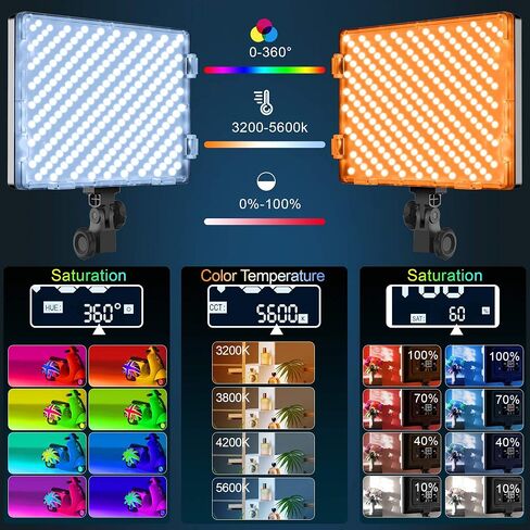 GVM RGB LED Video Lights Photography Lighting Kit, 50W Bi-Color 3200K-5600K Studio Lights, 2-Packs 672 Led Beads APP Control Film Lights Panels for Videography/Streaming/Gaming/YouTube CRI 97+ in Saudi Arabia