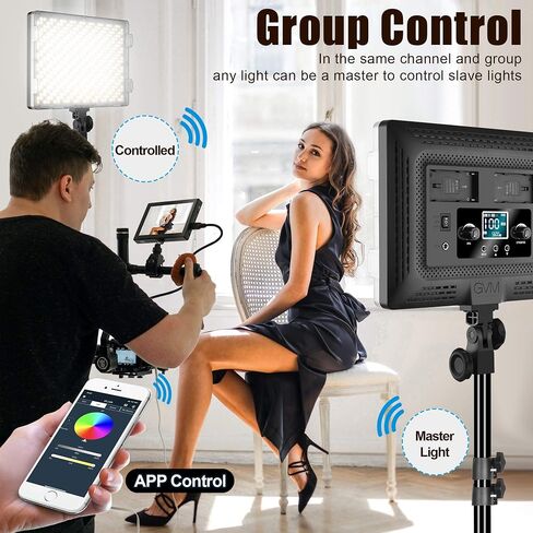 GVM RGB LED Video Lights Photography Lighting Kit, 50W Bi-Color 3200K-5600K Studio Lights, 2-Packs 672 Led Beads APP Control Film Lights Panels for Videography/Streaming/Gaming/YouTube CRI 97+ in Saudi Arabia