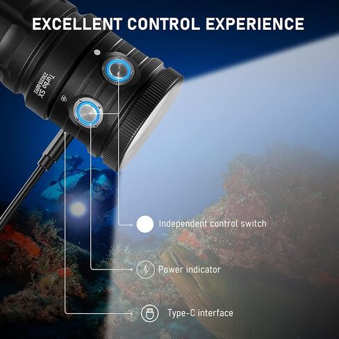 ضوء الغطس، مصباح فيديو تحت الماء LetonPower TS SX 11000 لومن 100 متر، مصباح يدوي للغوص، مصباح غوص سكوبا، مصباح يدوي مقاوم للماء مع الرياضات المائية، تصوير الفيديو تحت الماء والتصوير الفوتوغرافي in Kuwait