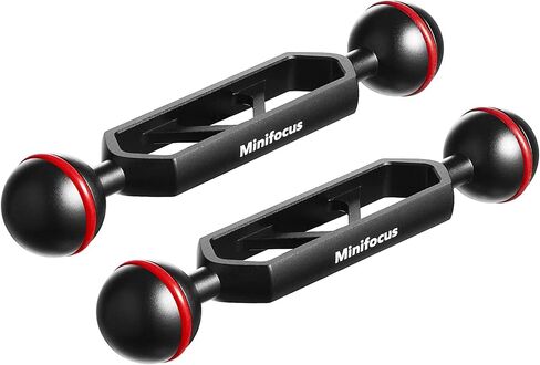 MINIFOCUS 8" Double Aluminum Extension Arm, 1" Ball Head Connector Underwater CNC Arm System Ball Head Extension for Strobe/Video Light/Diving Camera Tray, Waterproof and Rustproof (2pack) in Saudi Arabia