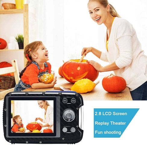 كاميرا مقاومة للماء 21 ميجابكسل 1080 بكسل كاميرا رقمية تحت الماء مع فلاش 2.8 بوصة LCD، كاميرا رقمية عالية الدقة قابلة لإعادة الشحن (أزرق وبطاقة 32 جيجا) in Kuwait
