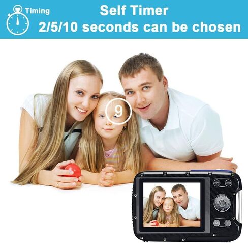 كاميرا مقاومة للماء 21 ميجابكسل 1080 بكسل كاميرا رقمية تحت الماء مع فلاش 2.8 بوصة LCD، كاميرا رقمية عالية الدقة قابلة لإعادة الشحن (أزرق وبطاقة 32 جيجا) in Kuwait