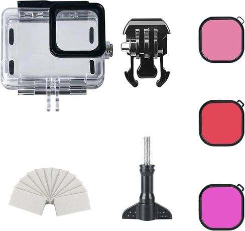 غطاء مقاوم للماء من FitStill لـ Go Pro Hero 11 Black/Hero 10 Black/Hero 9 Black، غطاء حماية للغوص تحت الماء بطول 60 مترًا مع 3 مرشحات in Saudi Arabia