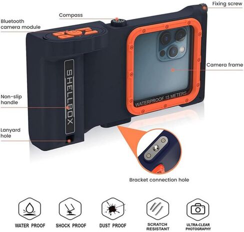 MRUOZRUI Bluetooth Connection 3rd Gen Diving Waterproof Case, Professional 15m/50ft Underwater Photo & Video Case for Snorkeling, Scuba Dive Phone Case Fits for iPhone/Samsung/Universal Black-Purple in Kuwait