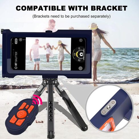 MRUOZRUI Bluetooth Connection 3rd Gen Diving Waterproof Case, Professional 15m/50ft Underwater Photo & Video Case for Snorkeling, Scuba Dive Phone Case Fits for iPhone/Samsung/Universal Black-Purple in Kuwait