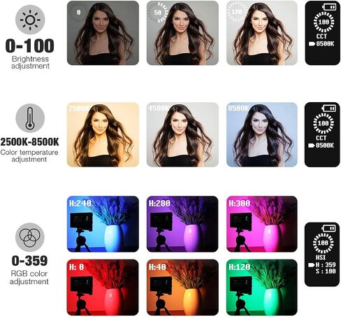 Pixel G1s RGB Video Light, Built-in 12W Rechargeable Battery LED Camera Light Full Color 12 Common Light Effects, CRI≥97 2500-8500K LED Video Light Panel with Aluminum Alloy Body in Saudi Arabia