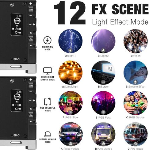 Pixel G1s RGB Video Light, Built-in 12W Rechargeable Battery LED Camera Light Full Color 12 Common Light Effects, CRI≥97 2500-8500K LED Video Light Panel with Aluminum Alloy Body in Saudi Arabia
