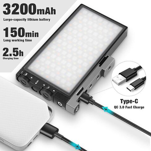 Pixel G1s RGB Video Light, Built-in 12W Rechargeable Battery LED Camera Light Full Color 12 Common Light Effects, CRI≥97 2500-8500K LED Video Light Panel with Aluminum Alloy Body in Saudi Arabia