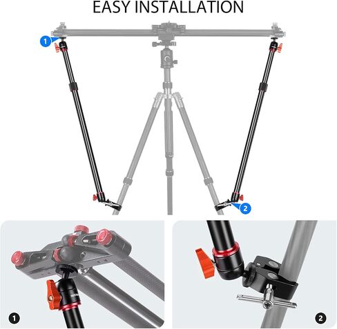 Neewer Camera Slider Support Arm Stabilizer, 2-Pack Adjustable Tripod Stability Arm for Increasing Stability in Aluminum Alloy, Extendable Poles for Camera Video Slider Rail with C Clamps and BallHead in Saudi Arabia