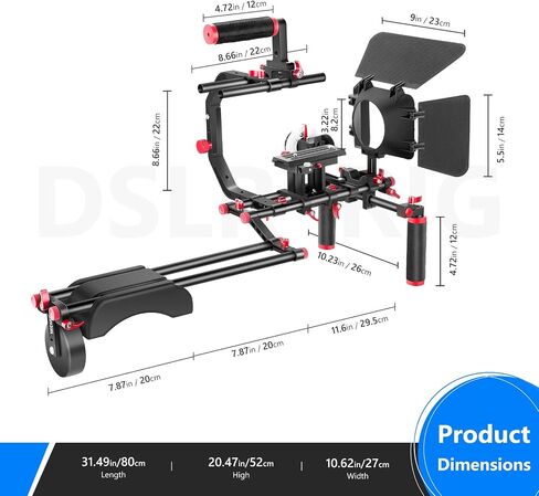 Neewer Shoulder Rig Kit for DSLR Cameras and Camcorders, Movie Video Film Making System with Matte Box, Follow Focus, C-Shaped Bracket, 15mm Rods, Handgrip, 1/4" & 3/8" Threads (Blue + Black) in Kuwait