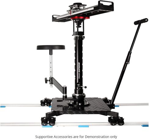 PROAIM Supreme Cinema Dolly + مسار مستقيم بطول 12 قدم، بازوكا تلسكوبي، مقعد. إعداد 3 أرجل/4 أرجل، مقبض دوللي قابل للتمديد، حركة سلسة على المسار. دوللي مستقرة/لقطات التتبع + حقيبة الطيران (DL-254-00) in Saudi Arabia