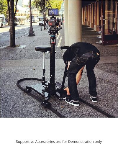 PROAIM Supreme Cinema Dolly + مسار مستقيم بطول 12 قدم، بازوكا تلسكوبي، مقعد. إعداد 3 أرجل/4 أرجل، مقبض دوللي قابل للتمديد، حركة سلسة على المسار. دوللي مستقرة/لقطات التتبع + حقيبة الطيران (DL-254-00) in Saudi Arabia