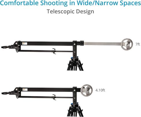 Proaim 7' Wave-2 Telescopic Video Jib Crane for Camera, Pan-tilts & Gimbals. 75mm, 100mm & Flat Base Mount. Compact & Adaptable, 2-Arm Strong Design. Smooth & Stable Pan-tilt Moves + Bag (P-WV-2) in Saudi Arabia