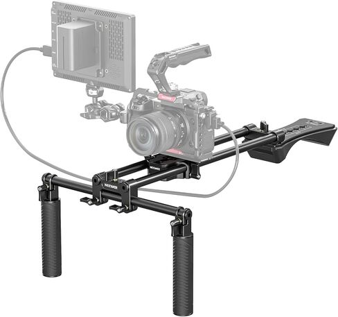 NEEWER Universal Shoulder Rig Kit, 16"/40cm Extended 15mm Rod Support System Camera Stabilizer for DSLR Camcorder for Filmmaking, Compatible with SmallRig Follow Focus/Lens Support/Matte Box, SR004 in Saudi Arabia