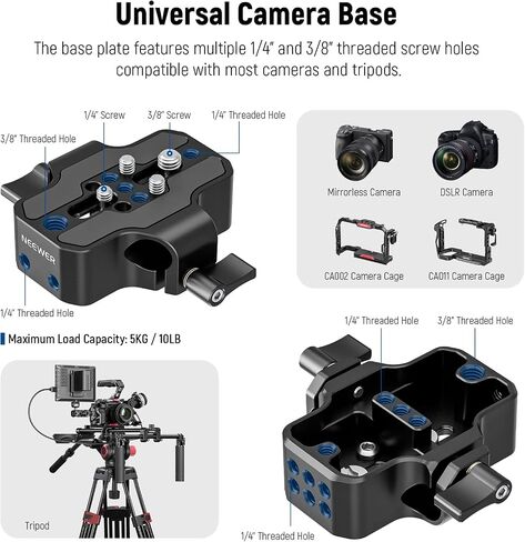 NEEWER Universal Shoulder Rig Kit, 16"/40cm Extended 15mm Rod Support System Camera Stabilizer for DSLR Camcorder for Filmmaking, Compatible with SmallRig Follow Focus/Lens Support/Matte Box, SR004 in Saudi Arabia