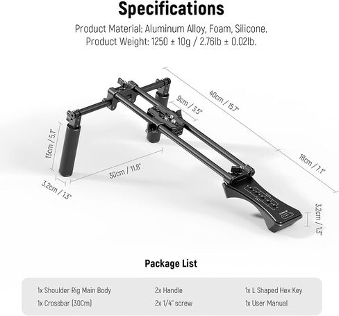 NEEWER Universal Shoulder Rig Kit, 16"/40cm Extended 15mm Rod Support System Camera Stabilizer for DSLR Camcorder for Filmmaking, Compatible with SmallRig Follow Focus/Lens Support/Matte Box, SR004 in Saudi Arabia