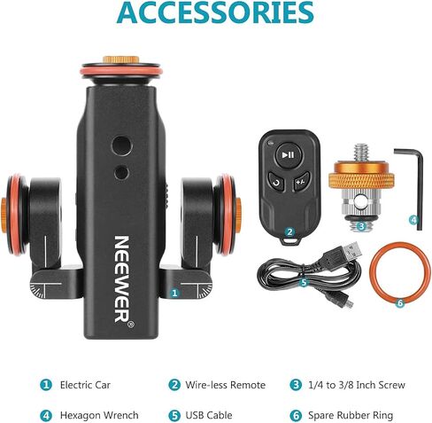 Neewer 3-Wheels Wireless Video Camera Dolly, 3-Speed Motorized Electric Track Rail Slider Dolly Car with Remote Control, Compatible with DSLR Camera, Camcorder, Gopro, iPhone, and Android Smartphone in Saudi Arabia