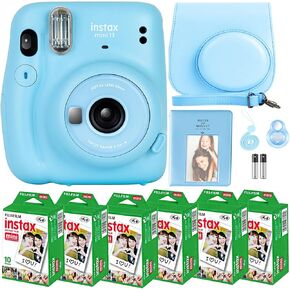 Fujifilm Instax Mini 11 Camera with Fujifilm Instant Mini Film (60 Sheets) Bundle with Deals Number One Accessories Including Carrying Case, Selfie Lens, Photo Album, Stickers (Blush Pink)