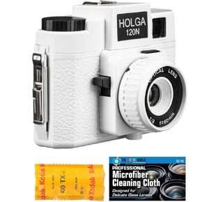 Holga 120N Medium Format Film Camera (Black) with Kodak TX 120 Film Bundle and Microfiber Cloth