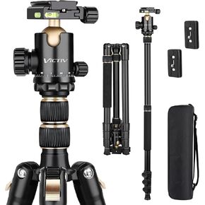 77" Aluminum Camera Tripods & Monopods, Victiv Compact Travel Tripod for Camera DSLR, Spotting Scope,Telescope, Binoculars, Porfessional Heavy Duty Camera Tripod Stand for Photography Video Recording in Kuwait