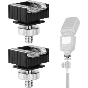 2Pack Flash Hot Shoe Mount Adapter to 1/4 Thread Hole with 1/4"-20 Male to 1/4"-20 Male Tripod Screw Adapter for Flash Holder Bracket Light Stands Umbrella Holder Flash Bracket,Strong &Solid (Update) in Kuwait