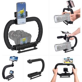 3-Shoe DSLR/Action Camera/Camcorder/Phone Stabilizer Expansion Cage Mount | Moviemaking Holder Rig YouTube Tiktok Vlogging Video Kit Compatible with GoPro Canon Nikon Sony iPhone Android in Saudi Arabia