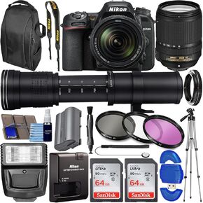 Nikon D7500 DSLR Camera with 18-140mm VR Lens (1582) + 420-800mm Super Zoom Lens, 128GB Memory + 3 Piece Filter Kit, Photo Backpack + More in Kuwait