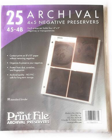 Archival Negative Pages Holds Four 4 x 5 Inches Negatives or Transparencies, Pack of 25 in Saudi Arabia