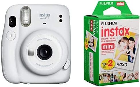 Fujifilm Instax Mini 11 Instant Film Camera, Ice White - with Fujifilm instax Mini Instant Daylight Film Twin Pack, 20 Exposures in Kuwait