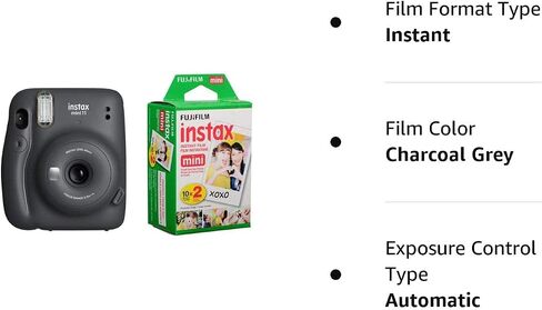 Fujifilm Instax Mini 11 Instant Film Camera, Ice White - with Fujifilm instax Mini Instant Daylight Film Twin Pack, 20 Exposures in Kuwait