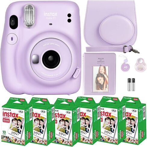 Fujifilm Instax Mini 11 Camera with Fujifilm Instant Mini Film (60 Sheets) Bundle with Deals Number One Accessories Including Carrying Case, Selfie Lens, Photo Album, Stickers (Blush Pink) in Saudi Arabia