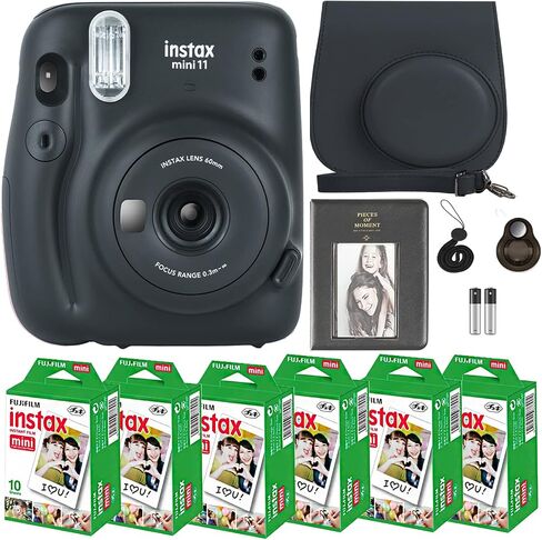 Fujifilm Instax Mini 11 Camera with Fujifilm Instant Mini Film (60 Sheets) Bundle with Deals Number One Accessories Including Carrying Case, Selfie Lens, Photo Album, Stickers (Blush Pink) in Saudi Arabia
